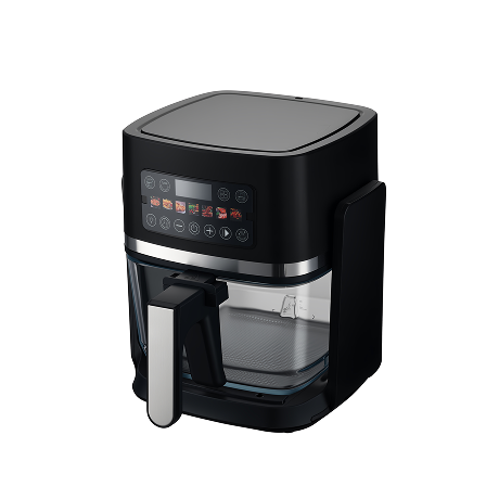 2D technical drawing of an air fryer